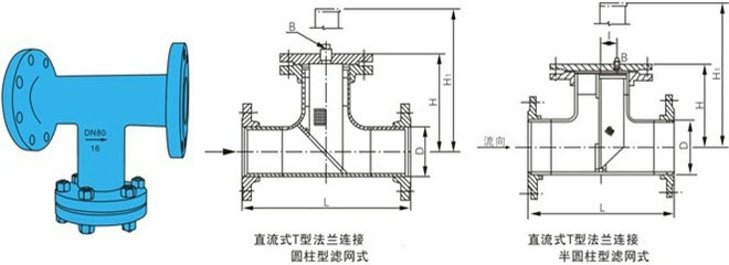 不锈钢T型过滤器结构图